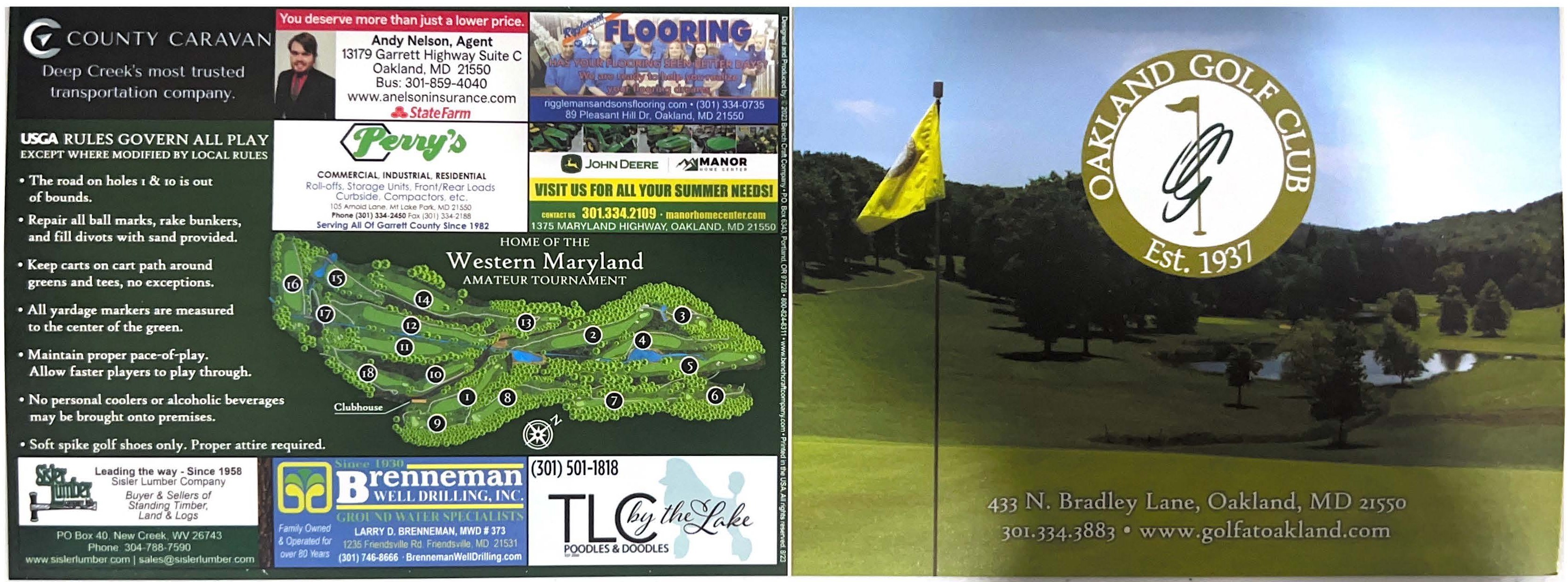 Scorecard Oakland Golf Club